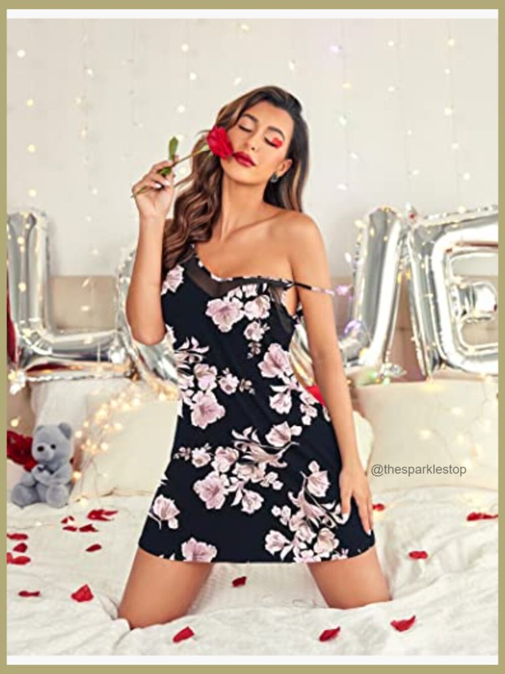 Rayon and Spandex Sleeveless Nightgown with Lace Detail - Picture 3 of 7